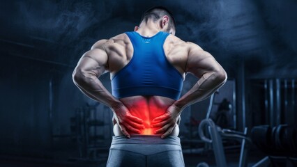 Poster - A man in a gym with his back to the camera, AI