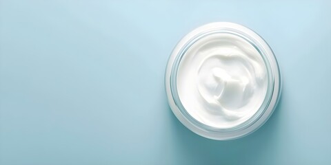 Wall Mural - Top view of waterless cream jar with organic sustainable chemicalfree skincare. Concept Cream jar, Organic skincare, Sustainable beauty, Chemical-free, Top view,