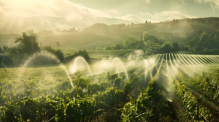 Wall Mural - Watering is automatic in wineries where the system image