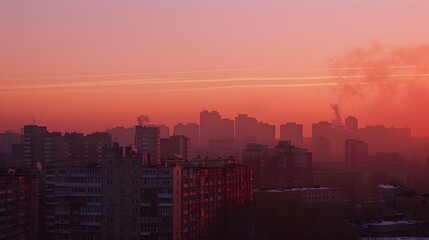 Wall Mural - Dawn over the city when the first rays img