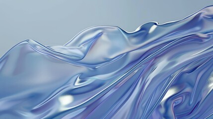 Poster - Flowing Transparent Wave of Glass Cloth in 3D Rendering with Digital Art Concept. Dynamic, Smooth, and Elegant Abstract Design with Modern Aesthetics