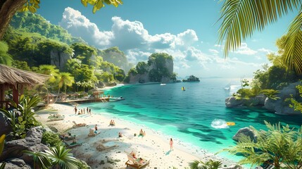 Wall Mural - Tropical coast with breathtaking views of the islands picture