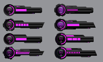 Poster - set of hud modern loading progress bars user interface elements design technology cyber purple black
