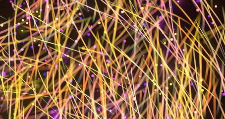 Poster - colorful light trails with motion blur effect, long time exposure.