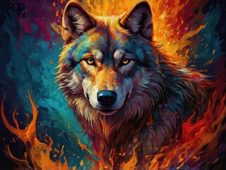 Naklejka na meble Lion tiger dragon head wallpaper leopard fiction