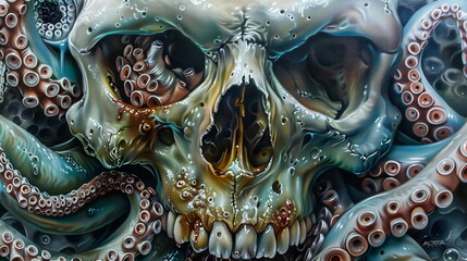 skull with tentacles