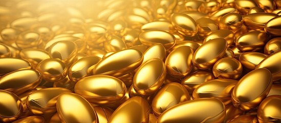Poster - An abstract background made of numerous golden capsules with copy space image.