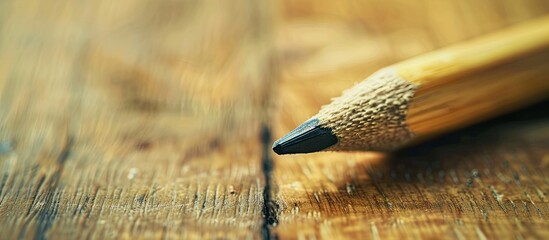 Aufkleber - Soft-focused close-up of a pencil on a vintage toned wooden background with an extremely shallow depth of field, creating a captivating copy space image.