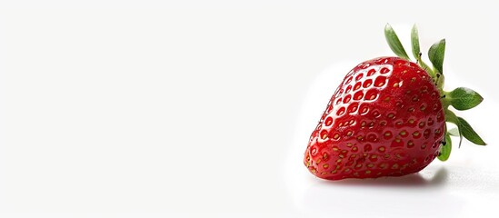 Poster - Red strawberry freshly picked with a white background for copy space image.