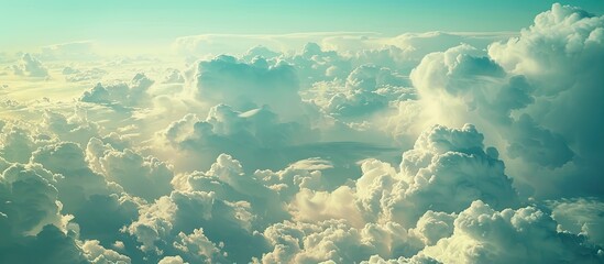 Aufkleber - Copy space image of a sky scenery filled with fluffy white clouds.