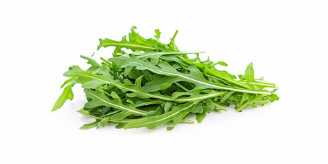 Poster - Fresh arugula leaves are lying on a white background