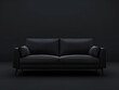 © Dmytro - Black chic soft comfortable sofa on a black plain background Neural network AI generated art