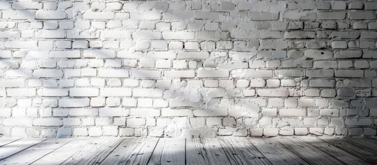 Wall Mural - Background with a white brick wall providing empty space for text or images, also known as a copy space image.