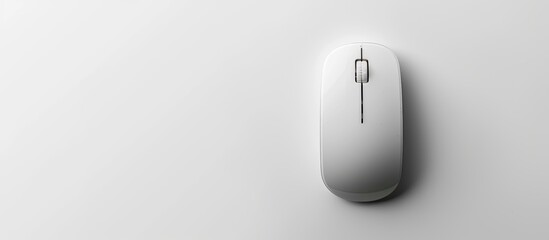 Poster - minimalist white computer mouse on a white background with copy space image.
