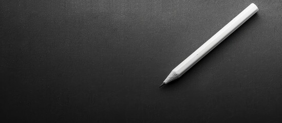Poster - A white pencil on a black background, perfect for a back-to-school theme with plenty of copy space image.