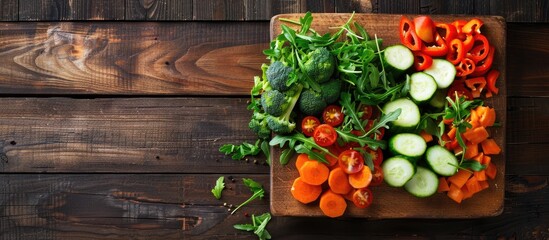 Poster - Fresh vegetables arranged neatly on a cutting board creating a delightful scene with ample copy space image.