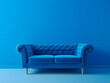 © Dmytro - Blue luxury soft comfortable sofa on a blue plain background. Neural network AI generated art