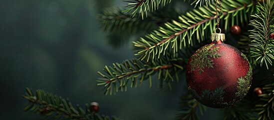 Poster - The Christmas tree ball serves as a background for a copy space image.
