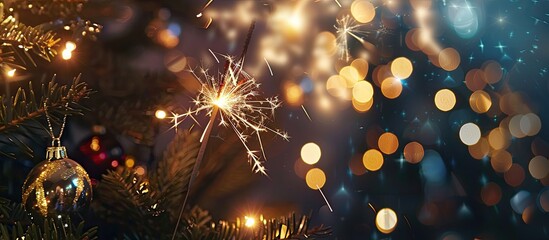 Poster - A festive holiday-themed image featuring Christmas sparklers set against a dark backdrop with ample copy space available for text or graphics.