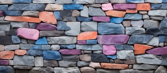 Aufkleber - Stone wall texture with vibrant colors, ideal as a background for a copy space image.