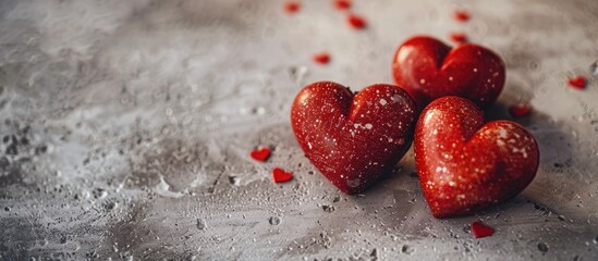 Poster - Valentine's Day-themed heart-shaped objects captured in a photo with blank space for text or graphics.