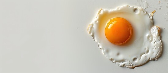 Aufkleber - Isolated on a white background, a shell and egg placed in molds for frying create a beautiful shape, emphasizing the yolk with a copy space image.