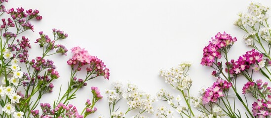 Aufkleber - Lobularia flowers set against a white backdrop with copy space image.