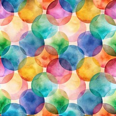 Wall Mural - Abstract watercolor colorful circles in seamless pattern