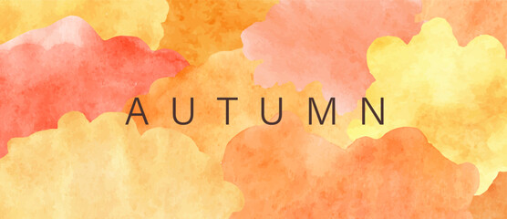 Wall Mural - Abstract autumn hand drawn art. Bright warm colors, fall leaves, trees.  Frame, background for text.