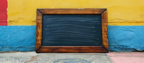 Poster - A blank chalkboard on the sidewalk, ready for your own text with copy space image available.