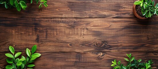Aufkleber - Top view of a brown wooden table as a background for a banner template layout mockup with a clear view for text or images.