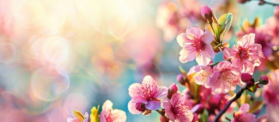 Poster - Gorgeous spring flower blooming with copy space image.