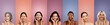 © Prostock-studio - Seven women of various ages and skin tones apply skincare products to their faces while smiling at the camera. They are each posed in front of a solid color background