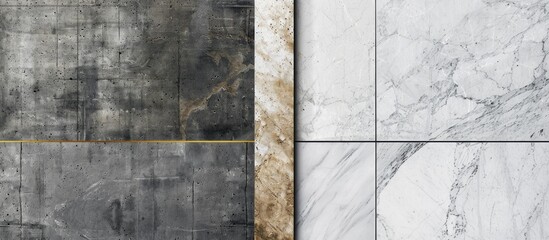 Leinwandbilder - Abstract background with a choice between a concrete wall or marble wall, both having copy space image.
