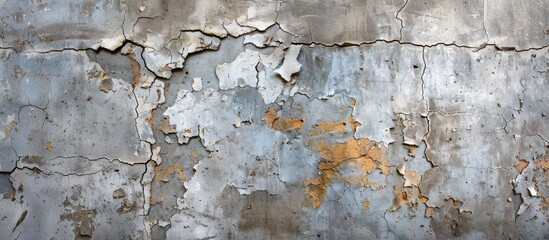 Poster - High-resolution texture background for design with an aged concrete wall showing cracked and peeling paint, an ideal copy space image.