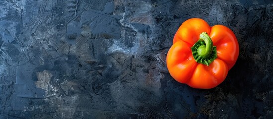 Poster - Top-down view of an orange bell pepper with copy space image, also known as paprika.