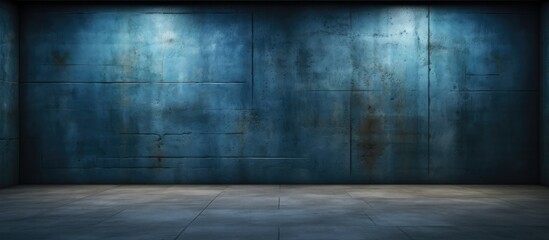 Leinwandbilder - A dark blue concrete wall with an aged texture, ideal for showcasing products with a copy space image to design interiors efficiently.