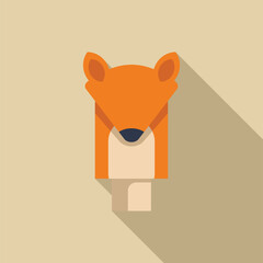 Poster - minimalist illustration of a fox looking forward with a long shadow on a solid background