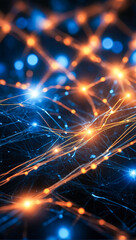 Poster - Futuristic Abstract Geometric Pattern with Glowing Lines. It represents innovation, technology, and creativity in a digital world