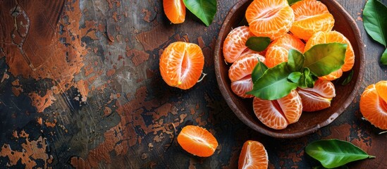 Poster - Rustic background featuring homemade tangerine fruit preserve with copy space image.