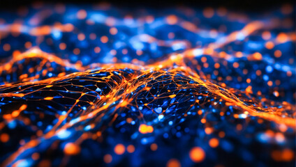 Poster - Futuristic Abstract Geometric Pattern with Glowing Lines. It represents innovation, technology, and creativity in a digital world
