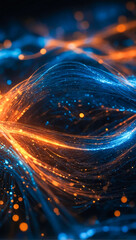 Poster - Futuristic Abstract Geometric Pattern with Glowing Lines. It represents innovation, technology, and creativity in a digital world