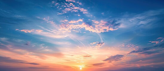 Wall Mural - Blue sky during sunset with copy space image.