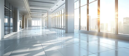 Sticker - Modern business office building with an empty floor providing ample copy space image.