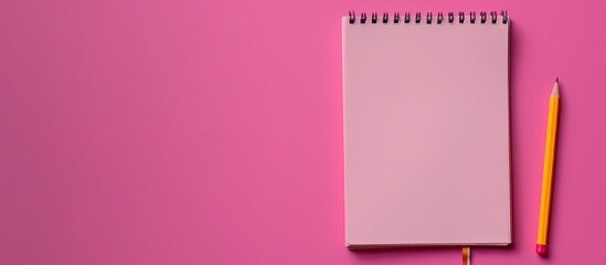 Aufkleber - Desk with notepad, notebook, and pencil, displayed against a plain background with space for text or graphics (copy space image).