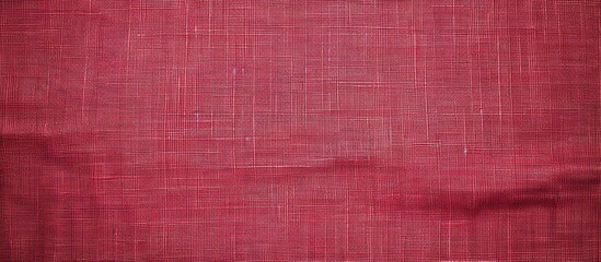 Poster - Detailed close-up image of a natural red fabric texture in a light red hue. Made of cotton or linen, providing a textured canvas background with ample copy space image.