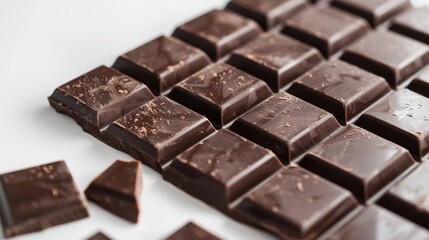 Canvas Print - A close up of a chocolate bar with a few pieces missing