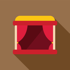Poster - red stage with golden top and closed curtains waiting for the show to start
