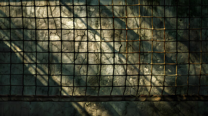 Wall Mural - A shadow of a volleyball net is cast on a wall