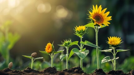 Wall Mural - Discuss the lifecycle of a sunflower from seed to bloom.